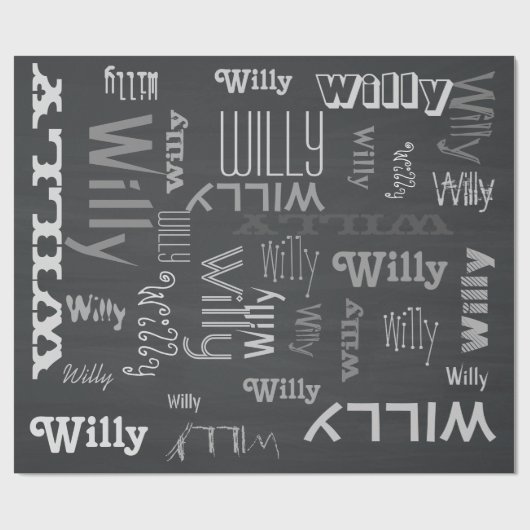 ブラックネームコラージュ🎁アメージングワードクラウドおもしろいFab ラッピングペーパー (フラット)