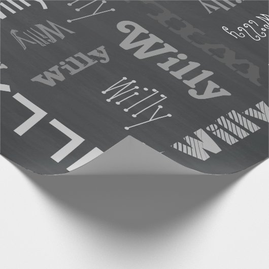 ブラックネームコラージュ🎁アメージングワードクラウドおもしろいFab ラッピングペーパー (角)