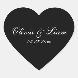 ブラックネーム日モダン結婚付 ハートシール