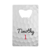 ブラックネーム赤い番号を持つゴルフボールディンプル クレジットカード栓抜き (正面)