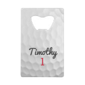 ブラックネーム赤い番号を持つゴルフボールディンプル クレジットカード栓抜き (裏面)