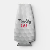 ブラックネーム赤い番号を持つゴルフボールディンプル ボトルクーラー (正面)