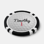 ブラックネーム赤い番号を持つゴルフボールディンプル ポーカーチップ (シングル)