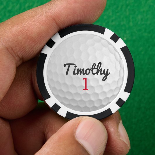 ブラックネーム赤い番号を持つゴルフボールディンプル ポーカーチップ