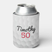 ブラックネーム赤い番号を持つゴルフボールディンプル 缶クーラー (缶正面)