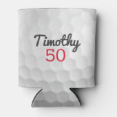 ブラックネーム赤い番号を持つゴルフボールディンプル 缶クーラー (正面)