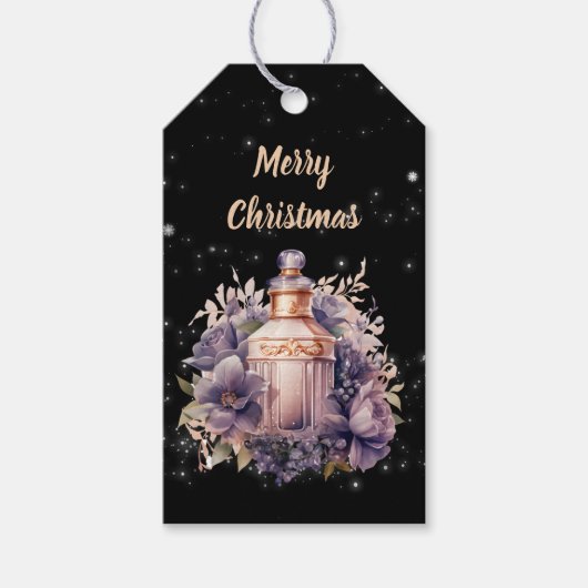 ブラックノスタルジックな豪華なメリークリスマス ギフトタグ (正面)