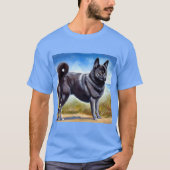 ブラックノルウェーエルクハウンド犬 Tシャツ (正面)