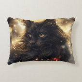 ブラックノルウェーフォレストキャットデジタルアート アクセントクッション (正面)