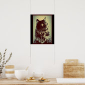 ブラックノルウェーフォレストキャット ポスター (キッチン)