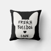 ブラックノーズラブ顔抽象芸術フランスのブルドッグ クッション (裏面)