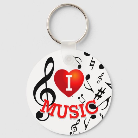 （ブラックノート）音楽が大好き(ハート) キーホルダー (正面)