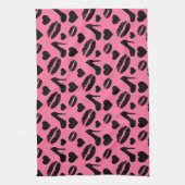 ブラックハイヒールキスガーリーリップメイクハート キッチンタオル (縦)