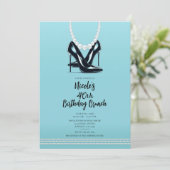 ブラックハイヒールズパールターコイズ誕生日ブランチ 招待状 (スタンド正面)
