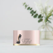 ブラックハイヒール ローズゴールド 名刺 (スタンド正面)