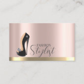 ブラックハイヒール ローズゴールド 名刺 (正面)