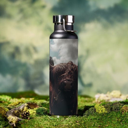 ブラックハイランドスコットランド牛の放牧ヴィンテージレトロ ウォーターボトル (アウトドア)