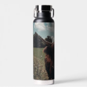 ブラックハイランドスコットランド牛の放牧ヴィンテージレトロ ウォーターボトル (正面)