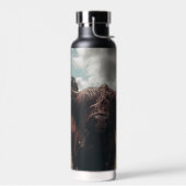 ブラックハイランドスコットランド牛の放牧ヴィンテージレトロ ウォーターボトル (左面)