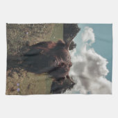 ブラックハイランドスコットランド牛の放牧ヴィンテージレトロ キッチンタオル (横)