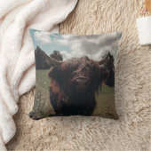 ブラックハイランドスコットランド牛の放牧ヴィンテージレトロ クッション (ブランケット)