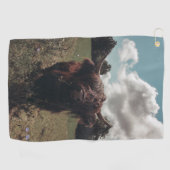 ブラックハイランドスコットランド牛の放牧ヴィンテージレトロ ゴルフタオル (横)