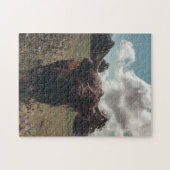 ブラックハイランドスコットランド牛の放牧ヴィンテージレトロ ジグソーパズル (横)