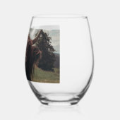 ブラックハイランドスコットランド牛の放牧ヴィンテージレトロ ステムなしワイングラス (左)