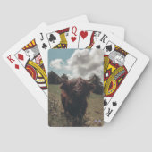 ブラックハイランドスコットランド牛の放牧ヴィンテージレトロ トランプ (裏面)