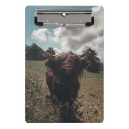 ブラックハイランドスコットランド牛の放牧ヴィンテージレトロ ミニクリップボード