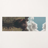 ブラックハイランドスコットランド牛の放牧ヴィンテージレトロ ヨガマット (正面(横))