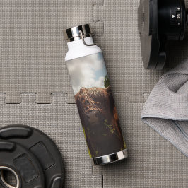 ブラックハイランド牛の放牧グリーンフィールドサンライト ウォーターボトル