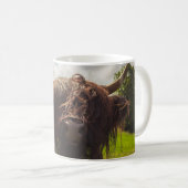 ブラックハイランド牛の放牧グリーンフィールドサンライト コーヒーマグカップ (正面右)