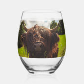 ブラックハイランド牛の放牧グリーンフィールドサンライト ステムなしワイングラス (裏面)