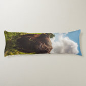 ブラックハイランド牛の放牧グリーンフィールドサンライト ボディピロー (裏面)