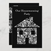 ブラックハウスホーム引っ越し祝いパーティーパーティの招待状 招待状 (正面/裏面)