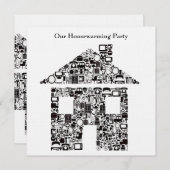 ブラックハウスホーム引っ越し祝いパーティーパーティの招待状 招待状 (正面/裏面)