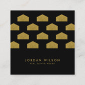 ブラックハエレガントウスパターンエテ実在ート スクエア名刺 (正面)