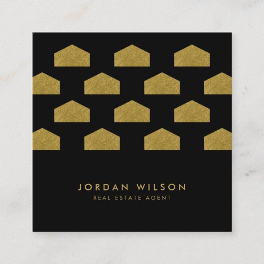 ブラックハエレガントウスパターンエテ実在ート スクエア名刺 (正面)