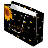 ブラックハチのいるラスティックひまわり ブライダルシャワー ラージペーパーバッグ (正面アングル)