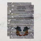 ブラックハットとカウボーイブーツのカントリウェディング 招待状 (正面/裏面)