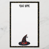 ブラックハットスターズクモのオレンジ色のドット固定付き 便箋 (正面)