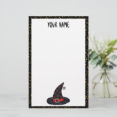 ブラックハットスターズクモのオレンジ色のドット固定付き 便箋 (スタンド正面)