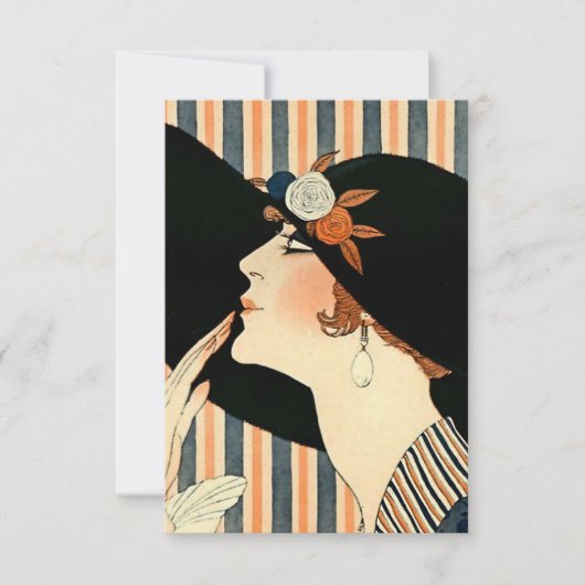 「ブラックハット」アールデコby George Barbier サンキューカード (正面)