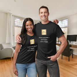 ブラックハッピーカスタマー・ビジネス・ロゴ・スローガン Tシャツ