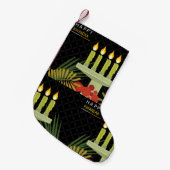 ブラックハッピークワンツァークリスマスストッキング スモールクリスマスストッキング (正面 (吊り時))