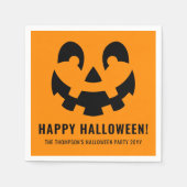 ブラックハッピーハローウィンカボチャ顔シェイプオンオレンジ スタンダードカクテルナプキン (正面)