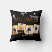 ブラックハッピーハローウィンフォトコラージュスパイダーズ クッション (裏面)