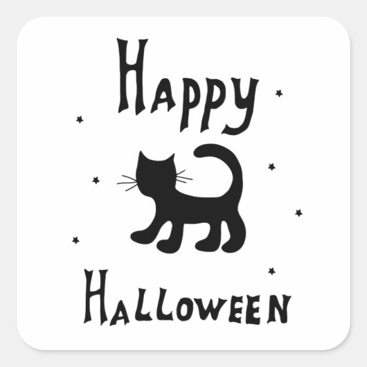 ブラックハッピーハローウィンホラー不気味 スクエアシール (正面)