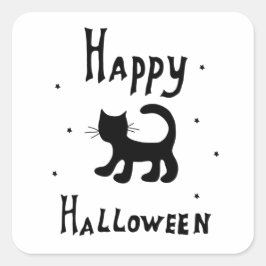 ブラックハッピーハローウィンホラー不気味 スクエアシール